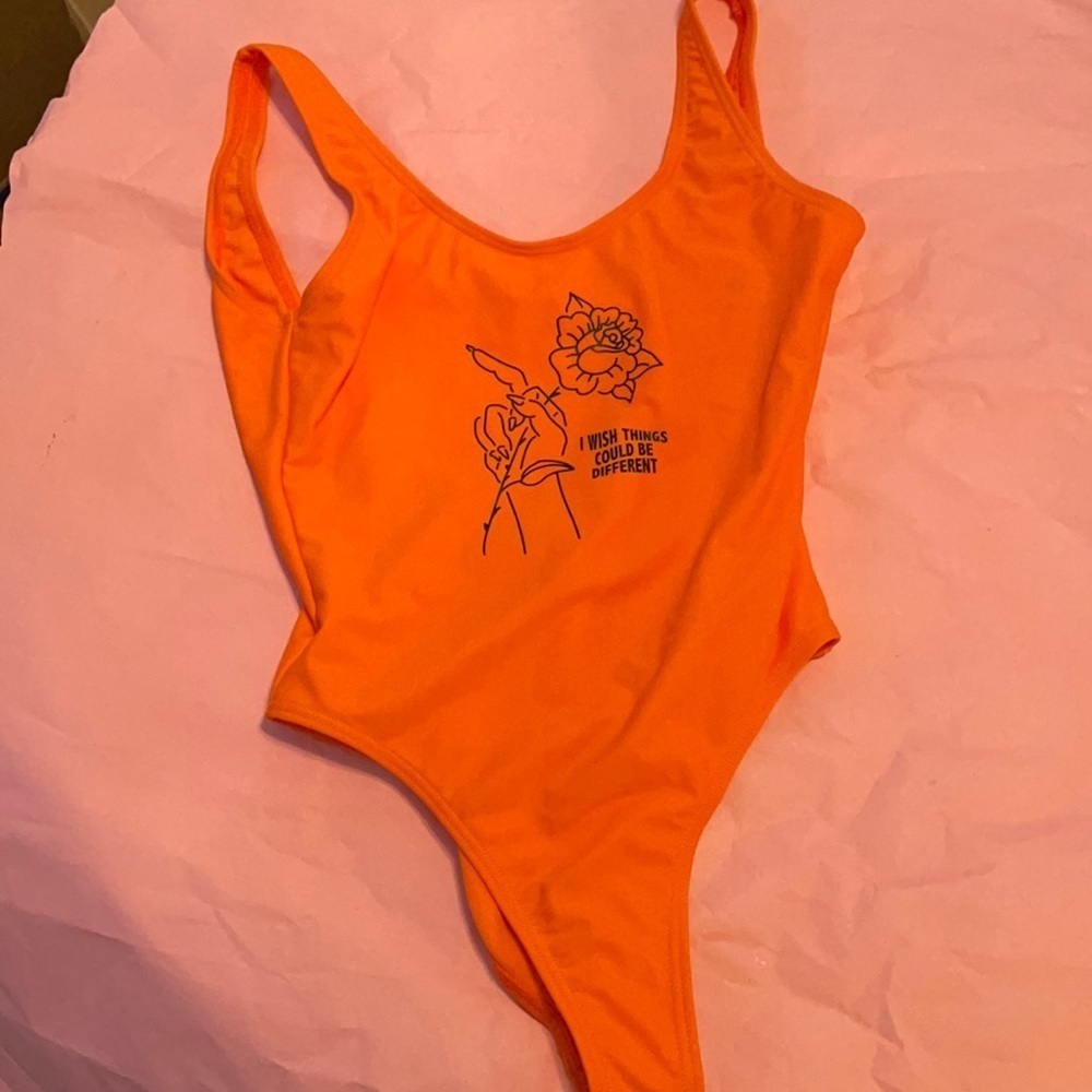 Broken promises bathing suit orange